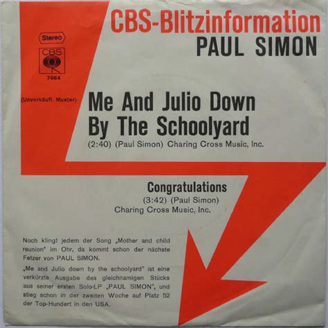 Paul Simon - Me And Julio Down By The Schoolyard (1972, Vinyl) | Discogs