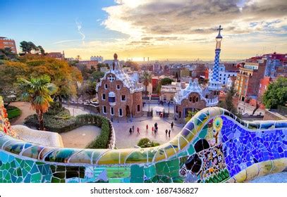 Park Guell Barcelona Sunset Stock Photo 1687436827 | Shutterstock