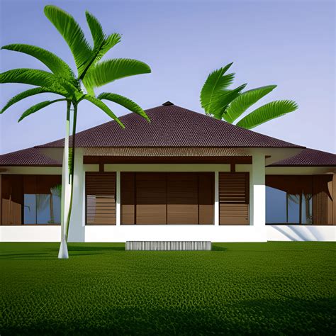 Tropical Architecture Bungalow House Unique Style Render · Creative Fabrica