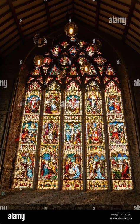 Black Abbey in Kilkenny, Ireland, Rosary stained glass window from 1892 by Mayers of Munich ...