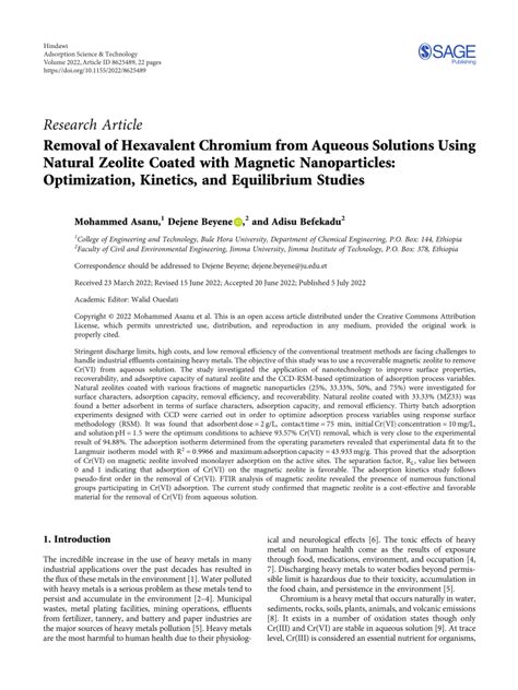 (PDF) Removal of Hexavalent Chromium from Aqueous Solutions