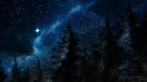 Starlit Serenity: A Stunning HD Wallpaper of Nature at Night