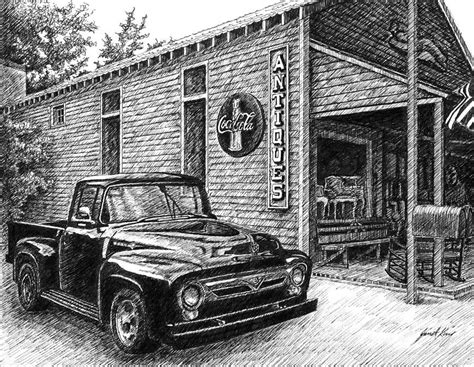 1956 Ford F-100 Truck by Janet King | Truck drawing, 1956 ford, Vintage truck