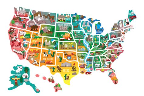 United States Of America Cartoon Map : Cartoon Map Usa Maps Detailed Kids States America United ...