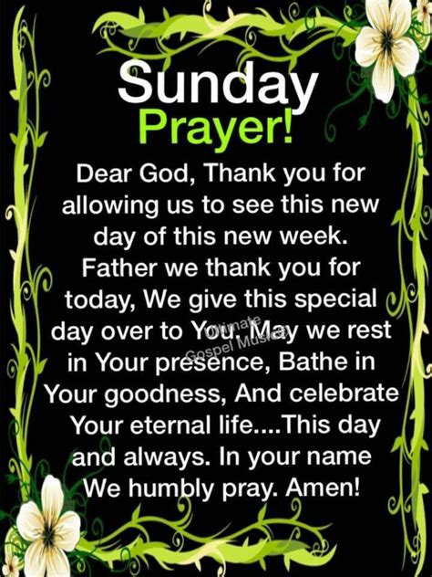 Sunday Prayer. "Father, we thank You for today. We give this day, this ...