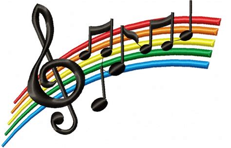 Rainbow Treble Clef music notes Machine Embroidery Designs | Etsy