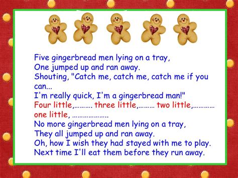 A Teacher's Touch: Five Gingerbread Men Song Freebie