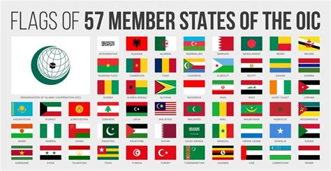 Bandeiras dos estados membros da oic bandeiras nacionais planas dos países da organização da oic ...