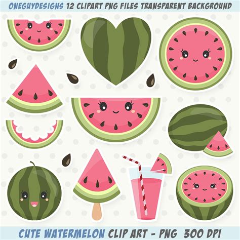 Pink Watermelon Clipart, Watermelon Graphics, Watermelon Clip Art, Instant Download PNG File 300 ...