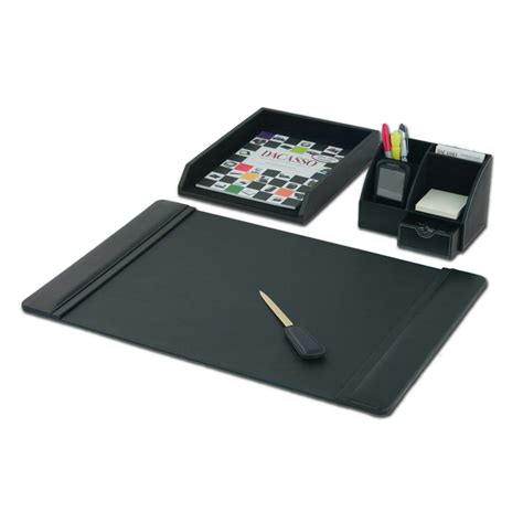 Black Leather 4-Piece Desktop Organizer Desk Set - Walmart.com ...