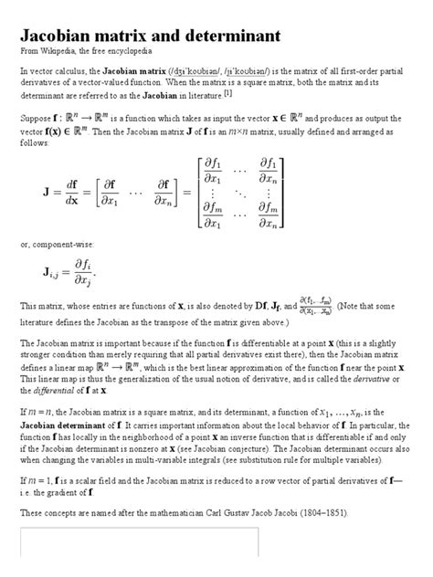 Jacobian Matrix and Determinant | Determinant | Derivative