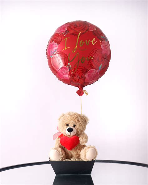 Teddy Bear & I Love You Balloon Gift – Cutie Balloons