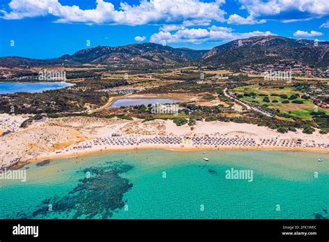 Panorama of the wonderful beaches of Chia, Sardinia, Italy. View of ...