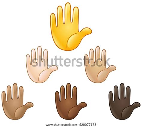 Raised Hand Emoji Various Skin Tones Stock Vector (Royalty Free ...