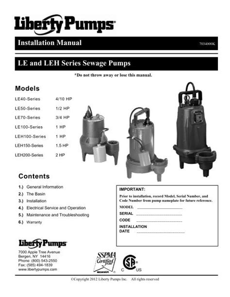 Installation Manual - Liberty Pumps