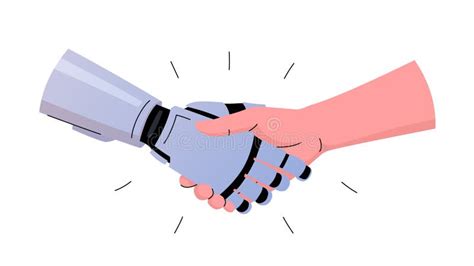 Vector Illustration Depicting a Robot Hand and a Human Hand. a Simple Illustration of a Robot ...