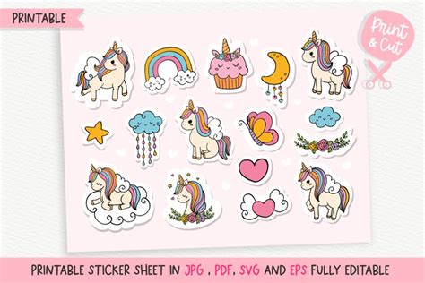 Unicorn SVG, Unicorn Printable Stickers