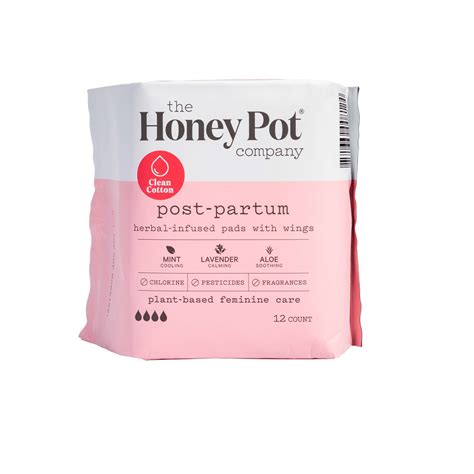 The Honey Pot Company, Postpartum Pads w/Wings, Certified Organic ...