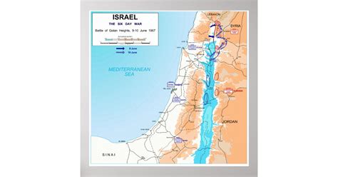 Six Day War Battle of Golan Heights Map 1967 Poster | Zazzle