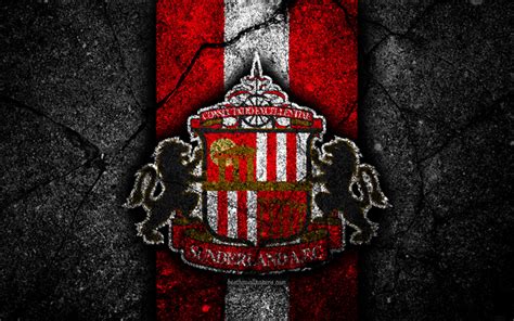 Download wallpapers 4k, Sunderland FC, logo, EFL Championship, black stone, football club ...