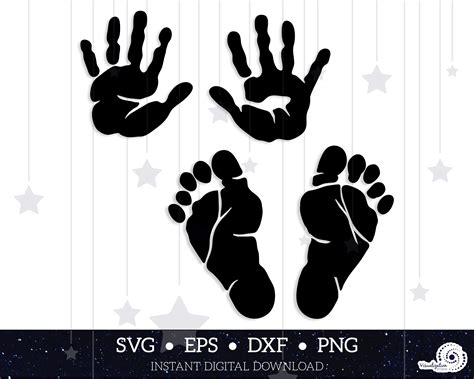 Baby | Handprints | Footprints | Vector | INSTANT DIGITAL DOWNLOAD ...