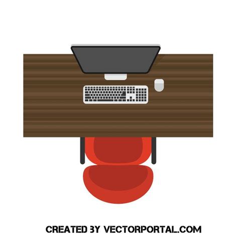 Workplace top view vector image.ai | Table top view, Desk top view, Top view