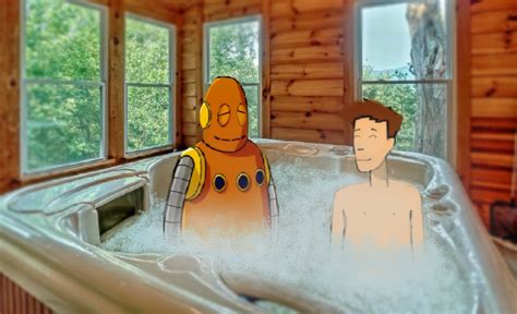 Tim and Moby hot tubbing after a long day of filming BrainPop movies ...