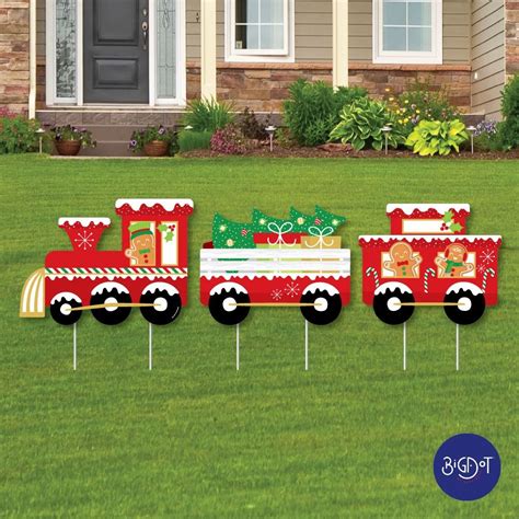 Christmas Train - Outdoor Lawn Sign Decorations with Stakes - Holiday ...