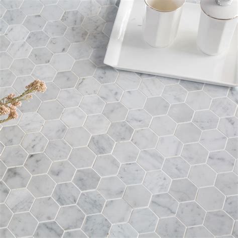 2 inch hexagon carrara marble tile-Diflart Bianco Carrara Mosaic Tile