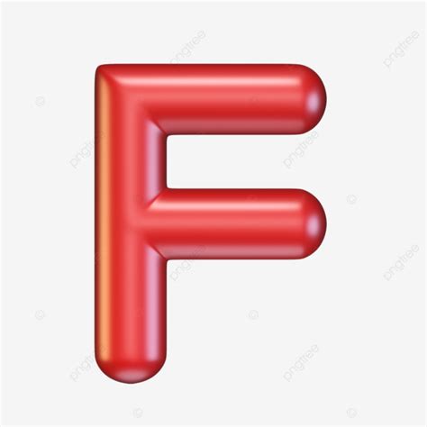 Red Glossy Font Letter F 3d Graphic, Single, Orthographic, F PNG Transparent Image and Clipart ...