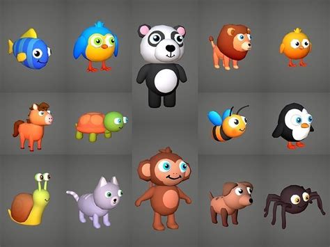 3D model Animals Cute Cartoony Animals VR / AR / low-poly | CGTrader