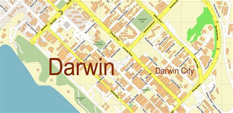 Darwin Australia PDF Vector Map: City Plan High Detailed Street Map editable Adobe PDF in layers