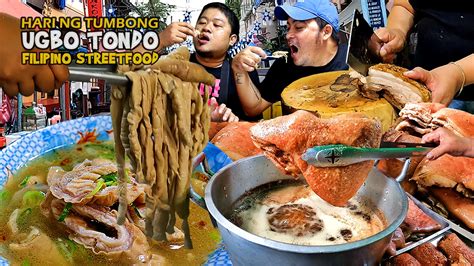 Filipino Street Food | Famous TUMBONG SOUP Lechon Kawali in Ugbo, Tondo ...