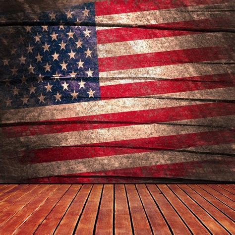 Amazon.com : Leowefowa 6X6FT Veterans Day Backdrop Retro American Flag Painting On Rustic Wood ...