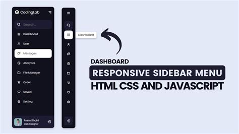 Responsive Side Navigation Bar in HTML CSS And JavaScript | Dashboard ...