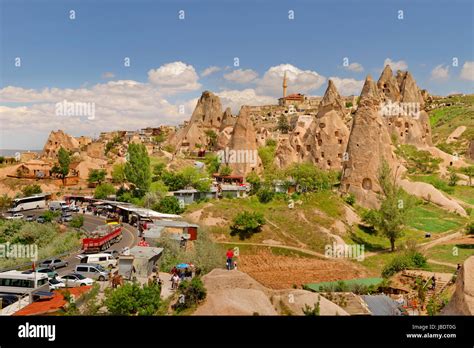 Uchisar cave dwellings at Goreme National Park, Cappadocia, Turkey ...