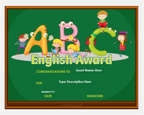 English Award Certificate Templates for Word | Edit & Print