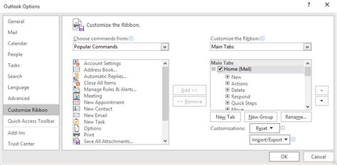 Creating Your Own Menu - Microsoft Outlook undefined