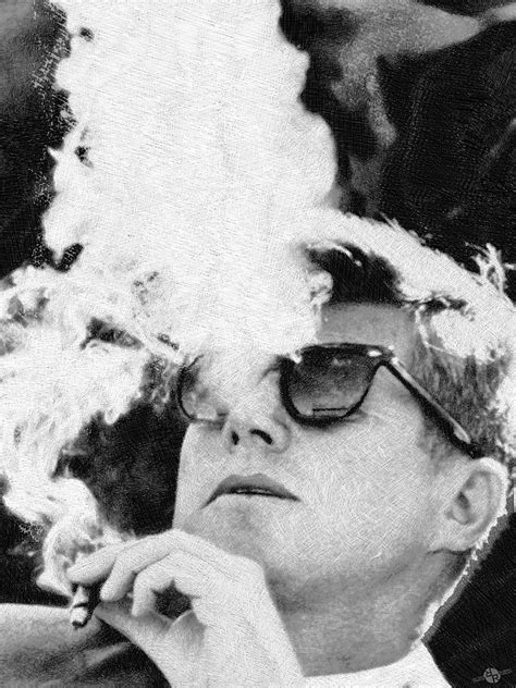 JFK Cigar and Sunglasses Cool President Photo Painting by Tony Rubino - Pixels