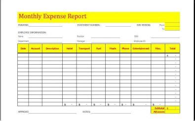 Monthly Expense Report Template | Excel Templates