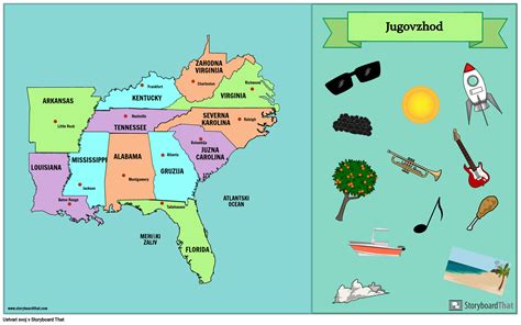 Zemljevid Jugovzhodnih Držav Storyboard by sl-examples