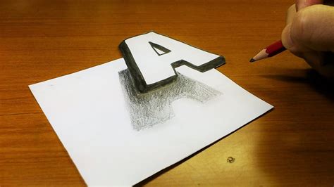 Very Easy!! How To Drawing 3D Floating Letter "A" - Trick Art on Line ...