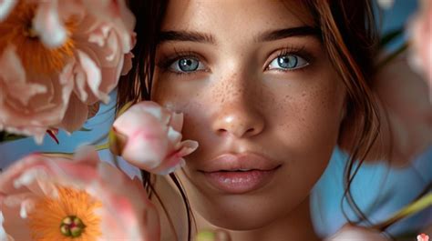 Premium Photo | A beautiful girl with spring flowers in her hair