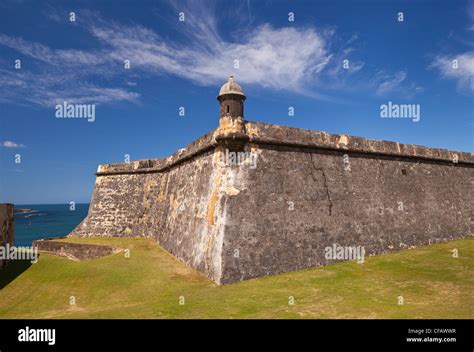 OLD SAN JUAN, PUERTO RICO - Dry moat outside Castillo San Felipe del Morro, historic fortress ...
