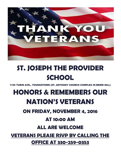 Veterans Day Program on November 4, 2016 | St Joseph The Provider School