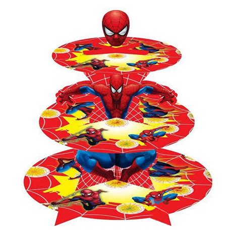 Spiderman Superhero 3 tier Cupcake Stand Cupcake Holder Kids Birthday ...