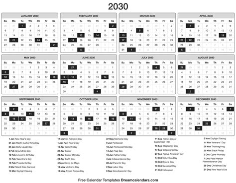 2030 Calendar