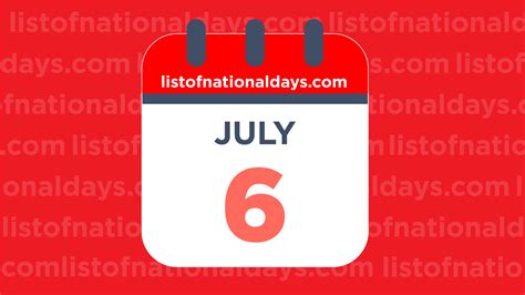 July 6th: National Holidays,Observances and Famous Birthdays