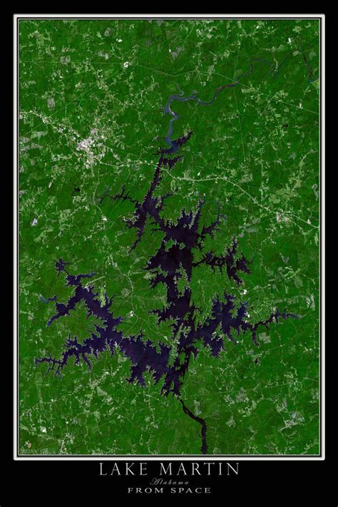 The Lake Martin Alabama Satellite Poster Map | Lake, Scenery, Map poster