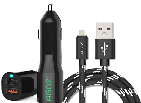 Agoz Fast Charge Dual Port Car Charger Adapter For Sonim XP3 Flip Phone ...